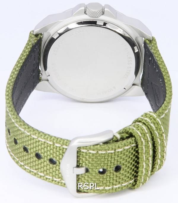 Fossil Bronson Olive Nylon Strap Silver Dial Quartz FS5918 100M Men's Watch