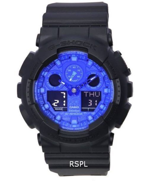 Casio G-Shock Analog Digital Blue Dial Quartz GA-100BP-1A GA100BP-1 200M Mens Watch
