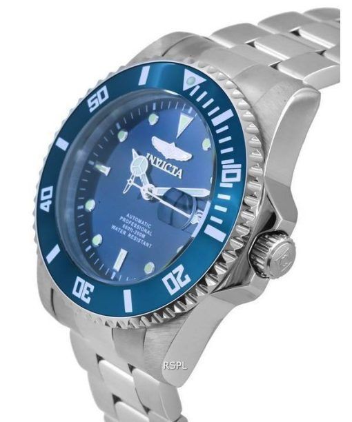 Invicta Pro Diver Stainless Steel Blue Dial Automatic Divers 36972 200M Mens Watch