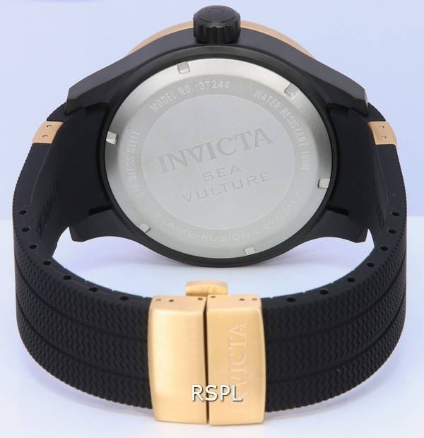 Invicta Sea Vulture Black Silicone Green Dial Quartz 37244 100M Mens Watch