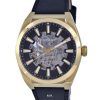 Fossil Everett Skeleton Leather Black Dial Automatic ME3208 Mens Watch