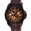 Fossil Bronson Leather Skeleton Dial Automatic ME3219 Mens Watch