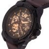 Fossil Bronson Leather Skeleton Dial Automatic ME3219 Mens Watch