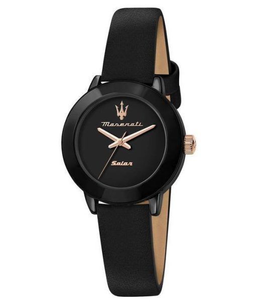 Maserati Successo Solar Black Dial Leather Quartz R8851145501 Womens Watch