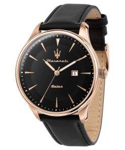 Maserati Tradizione Black Matt Dial Leather Quartz R8851146001 100M Mens Watch