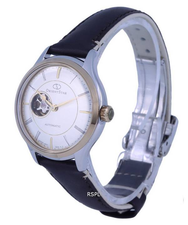 Orient Star Classic Open Heart Gold Dial Leather Automatic RE-ND0010G00B Womens Watch