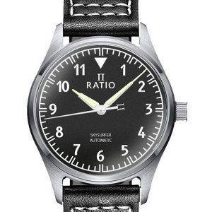 Ratio Skysurfer Pilot Black Textured Dial Leather Automatic RTS303 200M Mens Watch
