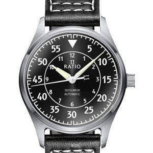 Ratio Skysurfer Pilot Black Sunray Dial Leather Automatic RTS321 200M Mens Watch