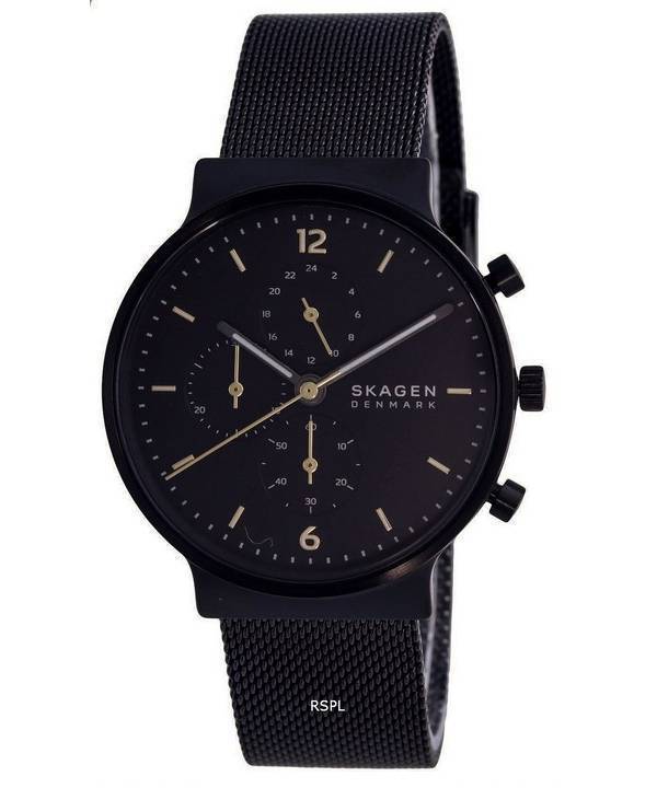 Skagen Ancher Stainless Steel Mesh Black Dial Quartz SKW6762 Mens Watch
