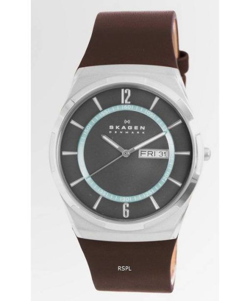 Skagen Melbye Leather Grey Dial Quartz SKW6785 Mens Watch