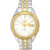 Seiko 5 Two Tone Stainless Steel White Dial Automatic SNKL24 SNKL24J1 SNKL24J Men's Watch