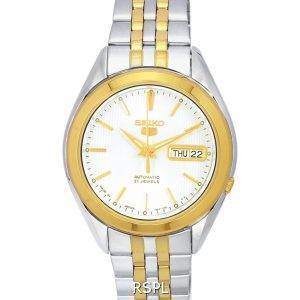 Seiko 5 Two Tone Stainless Steel White Dial Automatic SNKL24 SNKL24J1 SNKL24J Men's Watch