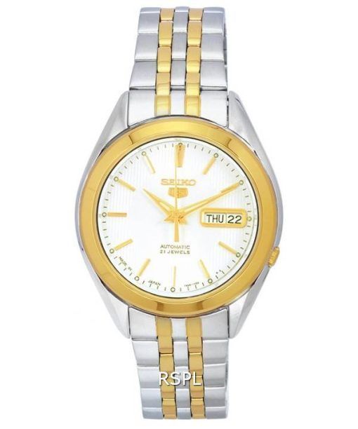 Seiko 5 Two Tone Stainless Steel White Dial Automatic SNKL24 SNKL24J1 SNKL24J Men's Watch