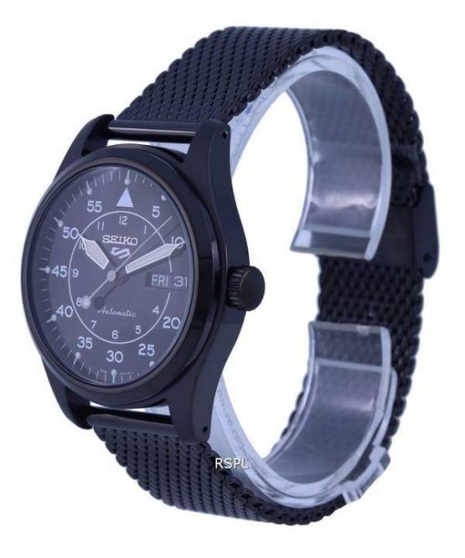 Seiko 5 Sports Flieger Stainless Steel Mesh Black Dial Automatic SRPH25K1 100M Mens Watch