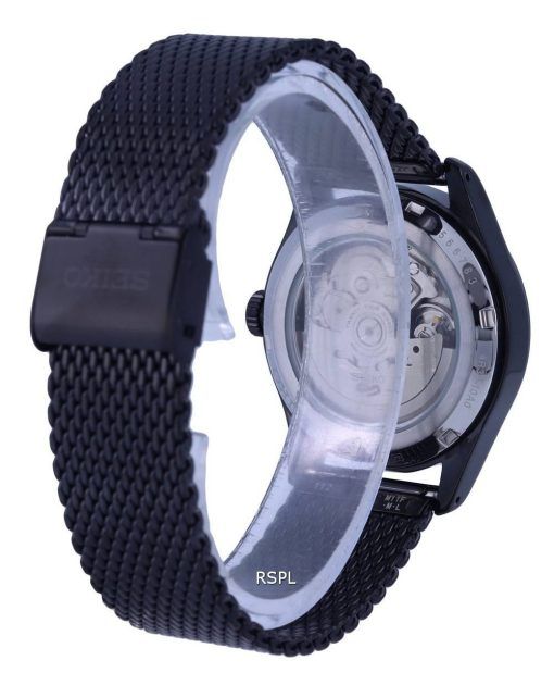 Seiko 5 Sports Flieger Stainless Steel Mesh Black Dial Automatic SRPH25K1 100M Mens Watch