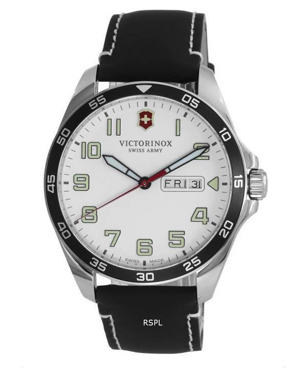 Victorinox Fieldforce Leather White Dial Quartz 241847 100M Mens Watch