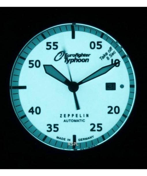 Zeppelin Eurofighter Leather Strap Beige Dial Automatic Divers 7268-5 72685 200M Mens Watch