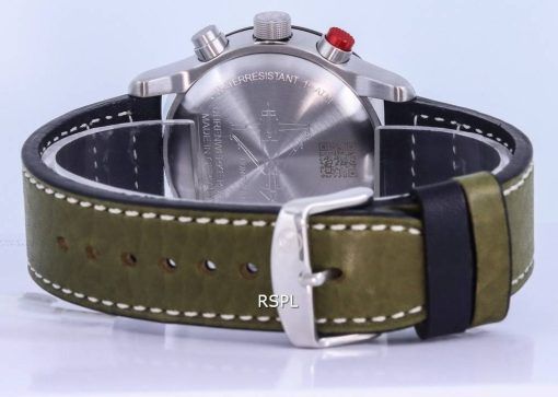 Zeppelin Eurofighter Chronograph Leather Strap Beige Dial Quartz 7298-5 72985 100M Mens Watch