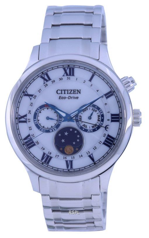 Citizen Moon Phase White Dial Stainless Steel Eco-Drive AP1050-81A Mens Watch