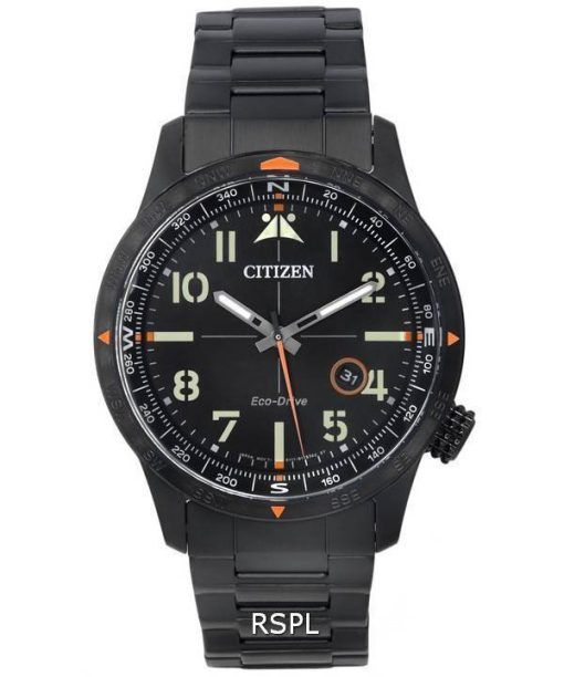 Citizen Eco-Drive Stainless Steel Black Dial BM7555-83E 100M Men's Watch