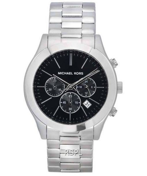 Michael Kors Slim Runway Chronograph Black Dial Quartz MK1056SET 100M Men's Watch With Gift Set