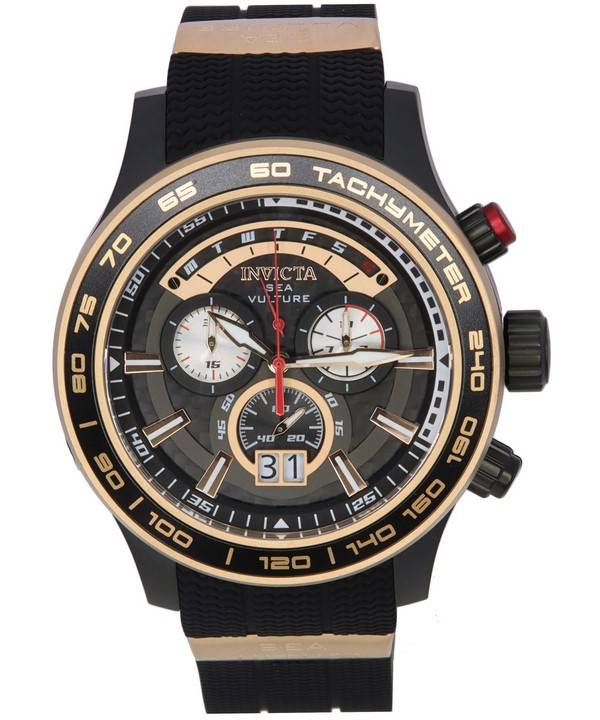 Invicta Sea Vulture Black Silicone Black Dial Quartz 35025 100M Men's Watch