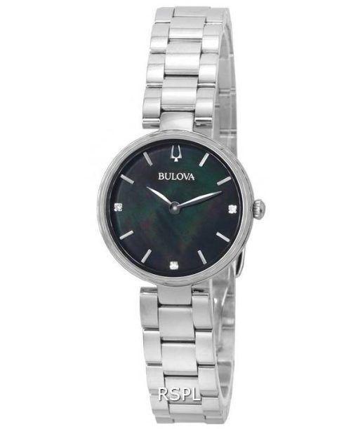 Bulova Classic Diamond Accents Black Mother Of Pearl Dial Quartz 96P204 Women's Watch