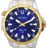 Bulova Marine Star Two Tone Bracelet Blue Dial Quartz 98B384 100M Men's Watch