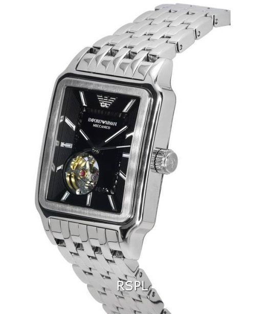 Emporio Armani Meccanico Stainless Steel Black Open Heart Dial Automatic AR60057 Men's Watch