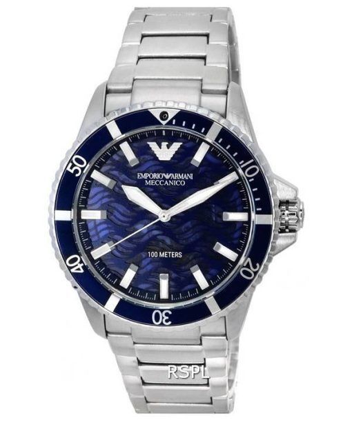 Emporio Armani Meccanico Stainless Steel Blue Dial Automatic AR60059 100M Men's Watch