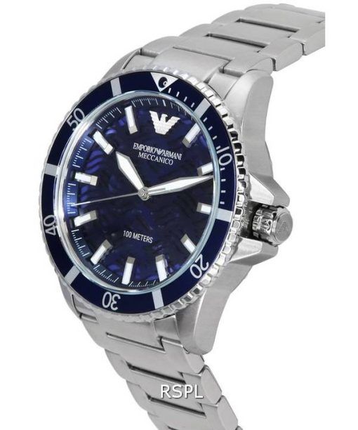 Emporio Armani Meccanico Stainless Steel Blue Dial Automatic AR60059 100M Men's Watch
