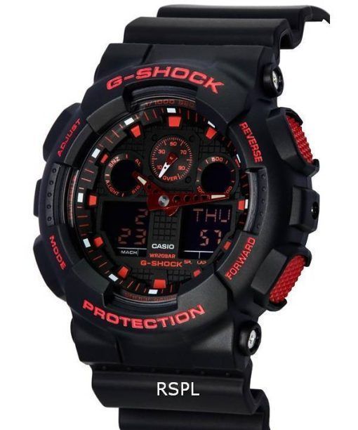 Casio G-Shock Ignite Red Series Analog Digital Quartz GA-100BNR-1A GA100BNR-1 200M Men's Watch