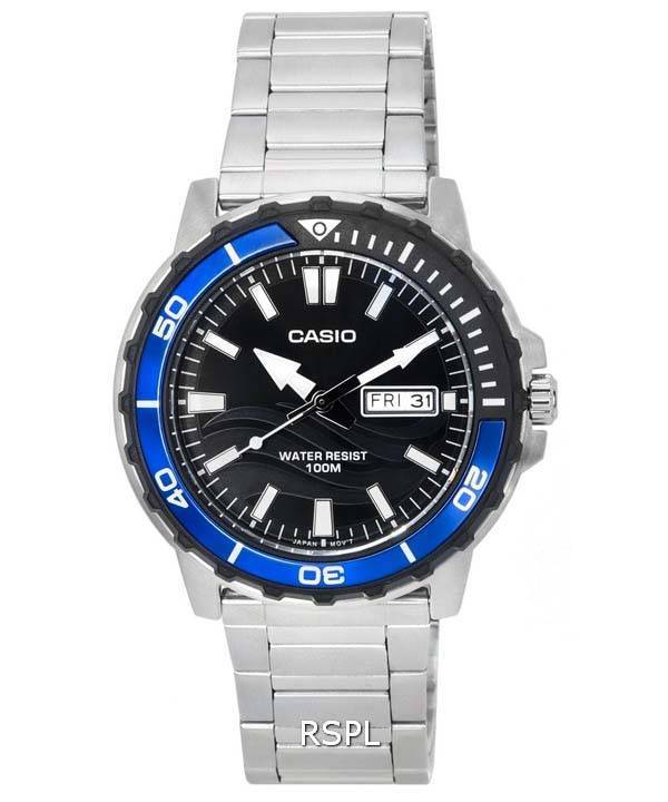 Casio Enticer Standard Analog Black Dial Quartz MTD-125D-1A2 MTD125D-1A2 100M Mens Watch