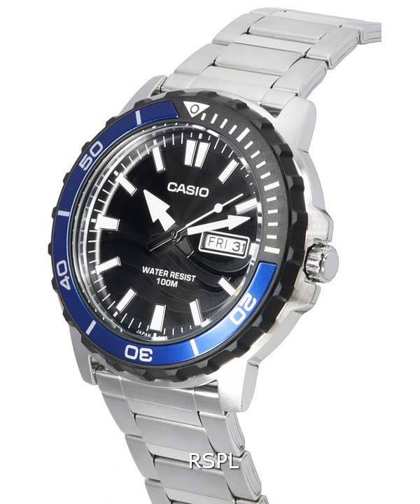 Casio Enticer Standard Analog Black Dial Quartz MTD-125D-1A2 MTD125D-1A2 100M Mens Watch