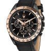 Maserati Traguardo Chronograph Leather Strap Black Dial Quartz R8871612036 100M Men's Watch