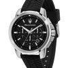 Maserati Successo Chronograph Silicone Strap Black Dial Quartz R8871621014 100M Men's Watch