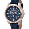 Maserati Successo Chronograph Leather Strap Blue Dial Quartz R8871621015 Men's Watch