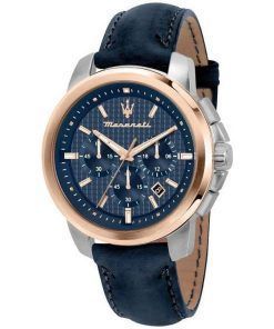 Maserati Successo Chronograph Leather Strap Blue Dial Quartz R8871621015 Men's Watch