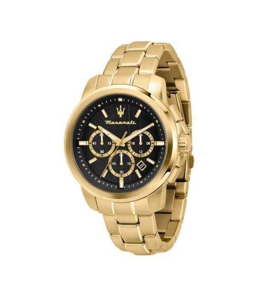 Maserati Successo Chronograph Gold Tone Stainless Steel Black Dial Quartz R8873621013 Men's Watch