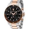 Maserati Sfida Chronograph Two Tone Stainless Steel Black Dial Quartz R8873640009 100M Men's Watch