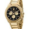 Maserati Stile Chronograph Gold Tone Stainless Steel Black Dial Quartz R8873642001 100M Men's Watch