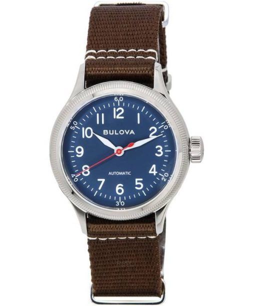 Bulova Classic HACK Military A11 Nylon Strap Blue Dial Automatic 96A282 Unisex Watch