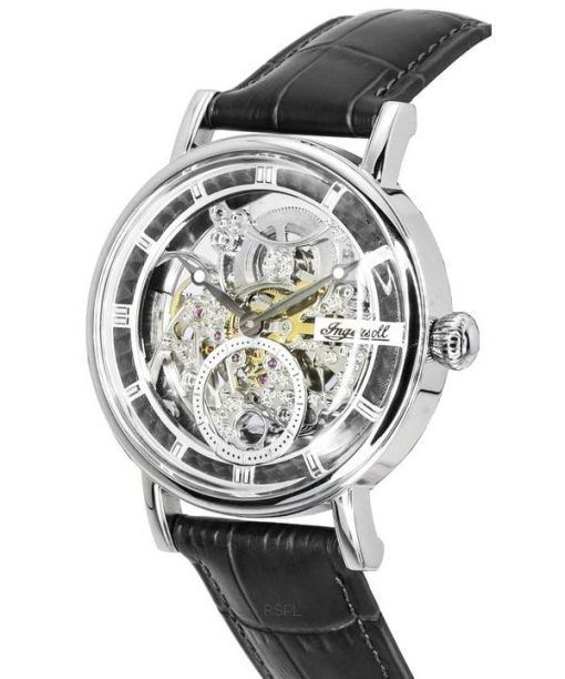 Ingersoll The Herald Leather Strap Silver Skeleton Dial Automatic I00402B Men's Watch