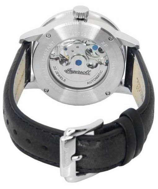 Ingersoll The Jazz Sun and Moon Phase Leather Strap Skeleton Silver Dial Automatic I07701 Mens Watch