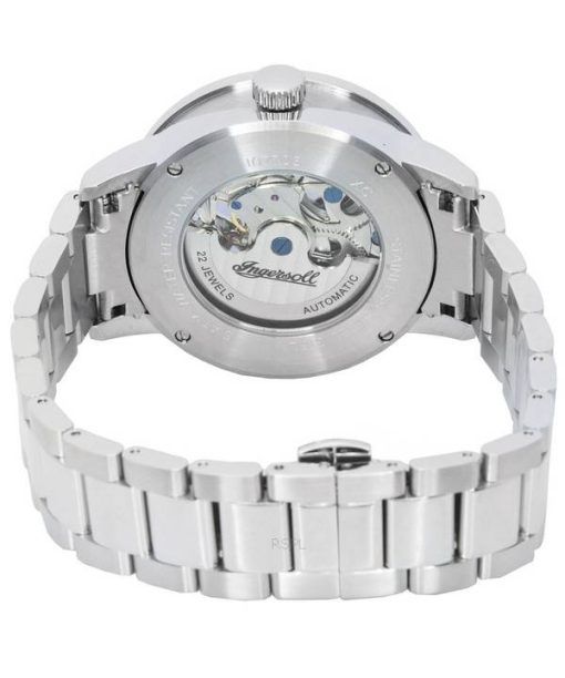 Ingersoll The Jazz Sun and Moon Phase Stainless Steel Skeleton Silver Dial Automatic I07703 Mens Watch