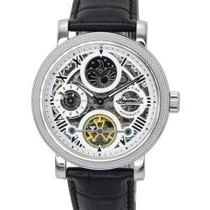 Ingersoll The Row Sun And Moon Phase Leather Strap Skeleton Silver Dial Automatic I12401 Mens Watch