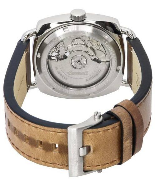 Ingersoll The Nashville Leather Strap Blue Open Heart Dial Automatic I13001 Mens Watch