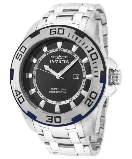 Invicta Pro Diver Stainless Steel Black Dial Quartz 39118 100M Men's Watch