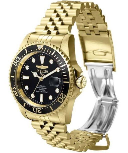 Invicta Pro Diver Professional Gold Tone Stainless Steel Black Dial Automatic Diver's 39348 200M Men's Watch