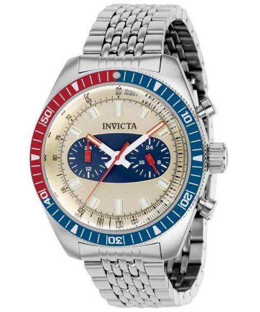 Invicta Monaco Speedway Stainless Steel Beige Dial Quartz 40525 100M Men's Watch